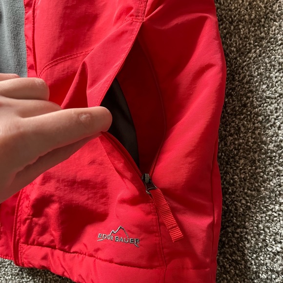 Size M Eddie Bauer Fleece Lined Rain Jacket Pink - Picture 3 of 6